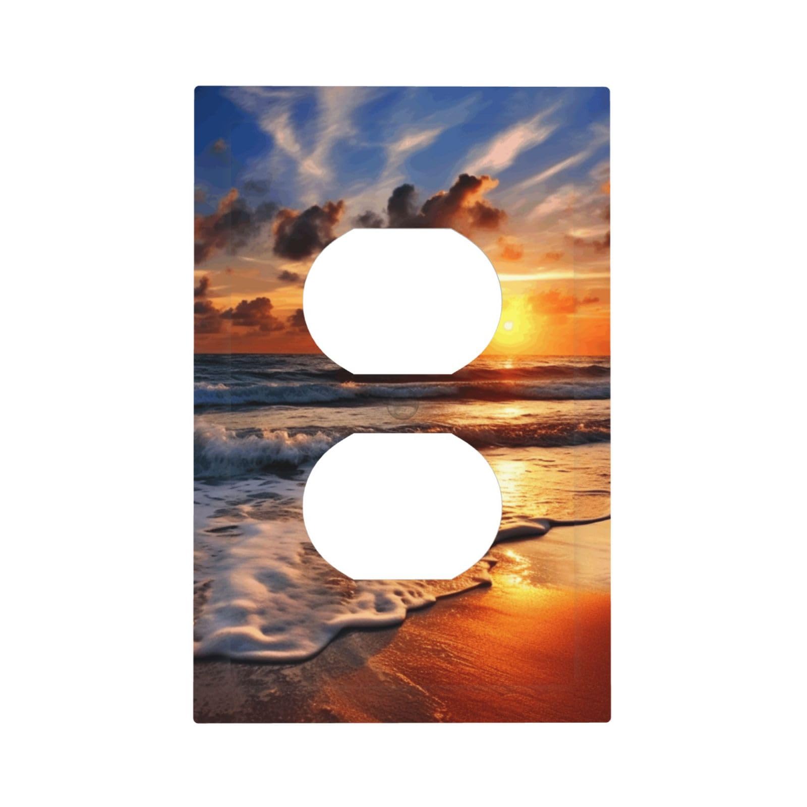 1-Gang Decorator Wall Plate Beach Sunrise Light Switch Cover Single Gang Receptacle Outlet Wall Plate Mid Size 5" x 3" Wallplate Unbreakable Polycarbonate Outlet Faceplates Covers