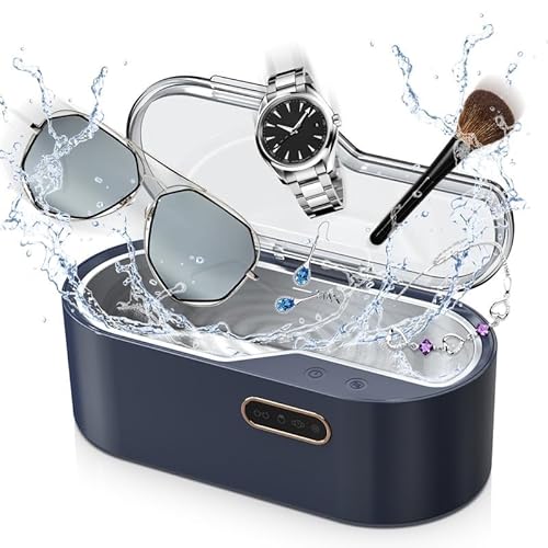 Limpiar Plata Ultrasonico, 450 ml Dispositivo Ultrasónico con 4 Ajustes de Tiempo 45 KHz, Limpiador Ultrasónico Profesional para Joyas, Gafas, Relojes, Plata, Anillos (Azul) Limpiar Plata Ultrasonico, 450 ml Dispositivo Ultrasónico con 4 Ajustes de Tiempo 45 KHz, Limpiador Ultrasónico Profesional para Joyas, Gafas, Relojes, Plata, Anillos (Azul)