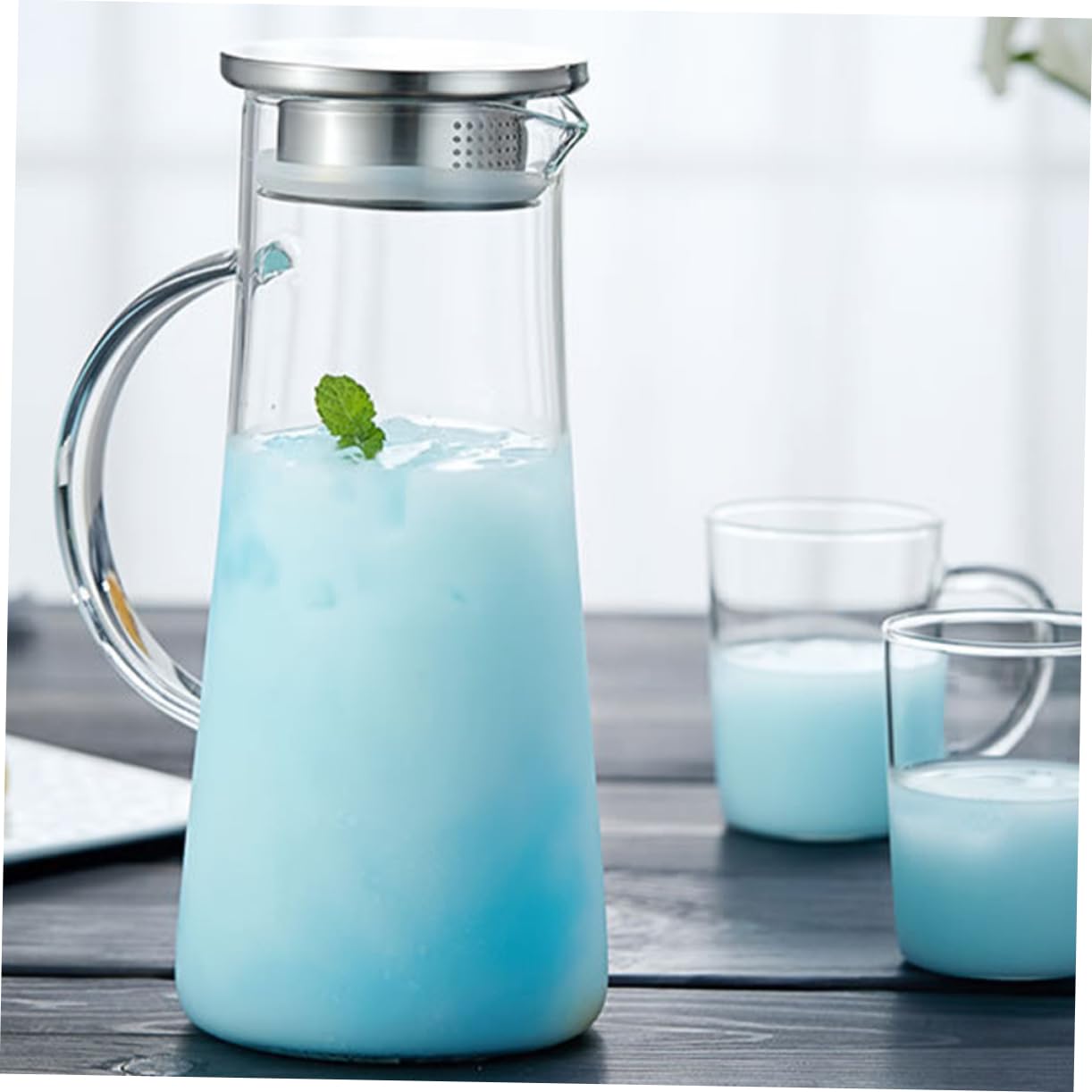 Cabilock 1 Pc Jarra De Agua Fría Jarra De Jugo De Vidrio Vasos Transparentes Jarra De Vidrio Jarra De Nevera Vaso De Agua Hervidor De Agua Bebida Alta Capacidad Taza De Agua