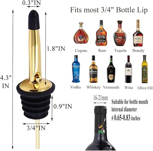 Miniatura 20 de Pafusen Paquete de 6 vertedores de botellas de licor, boquilla para verter licor para botellas de licor, boquilla dispensadora de aceite de oliva