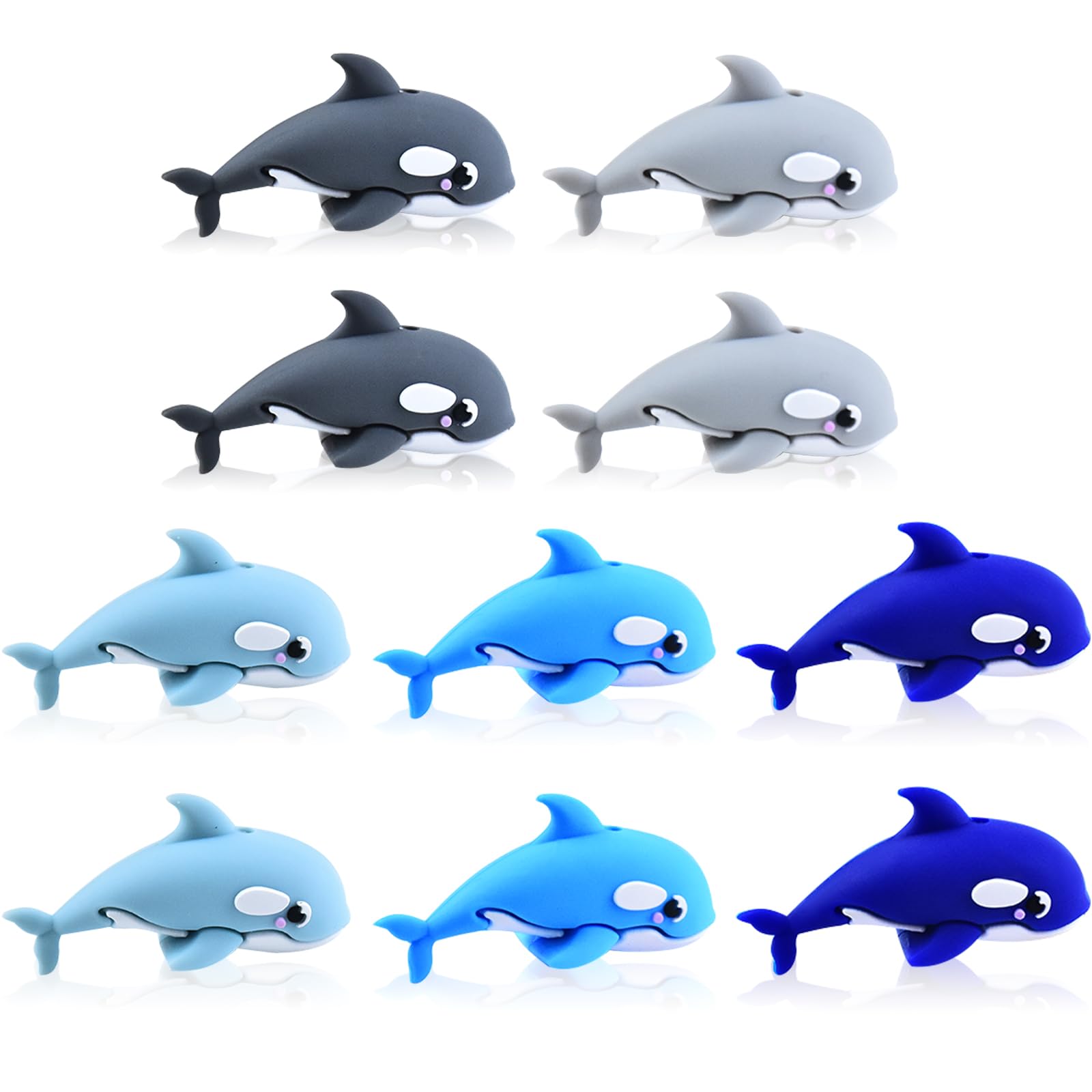 WOZADU 3D Orca Shaped Silicone Focal Beads for Keychain Making, 10 PCS Animal Silicone Beads for Pen, Loose Bead Bulks for Bracelet Necklace Lanyard Jewelry and Handmade Crafts Making โ image 1