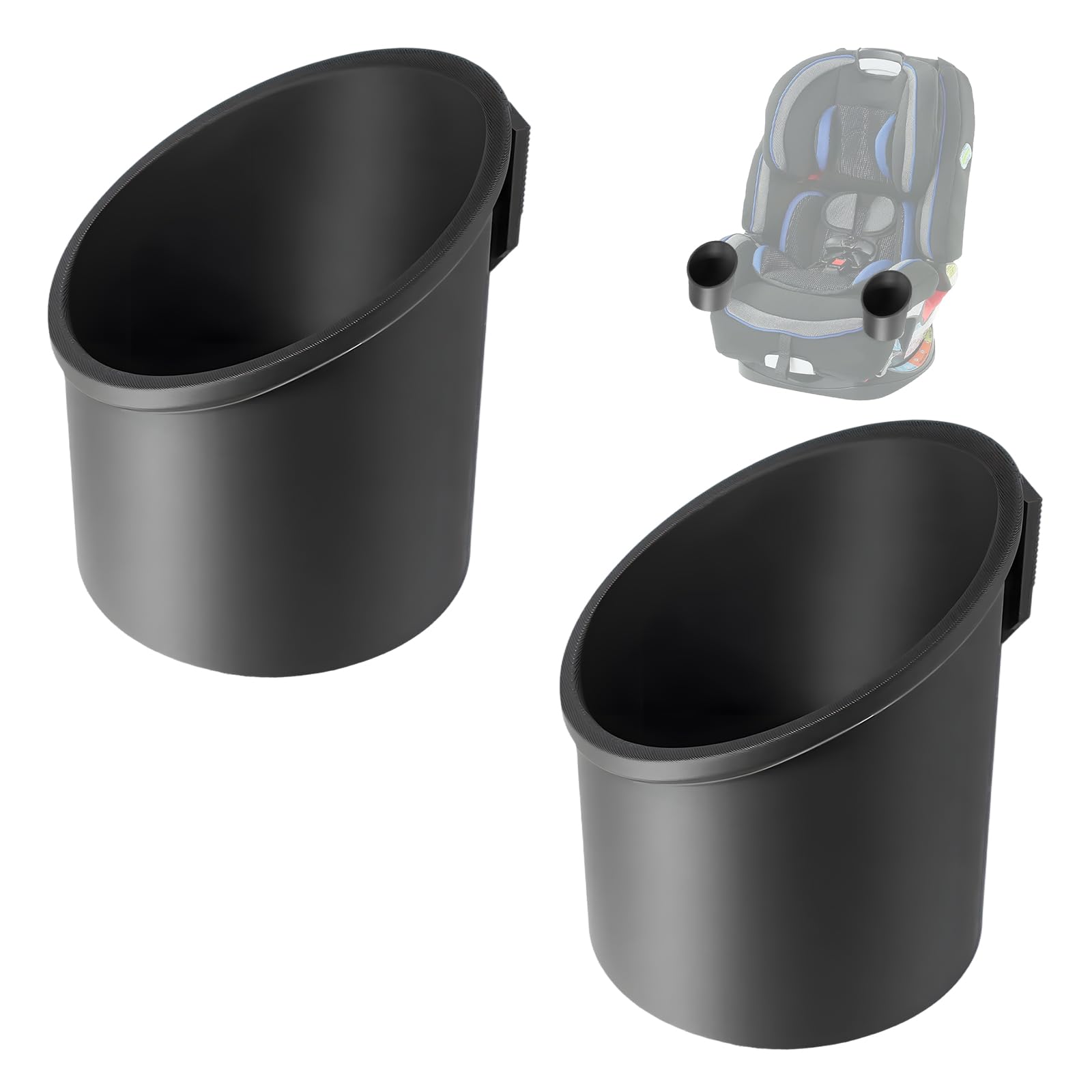Photo 1 of 2 Pcs Car Seat Cup Holders Compatible with Graco, Dishwasher Safe Single Cup Holder, Durable Replacement Accessory for Toddler Car Seats, Fits Left or Right Side(Black)