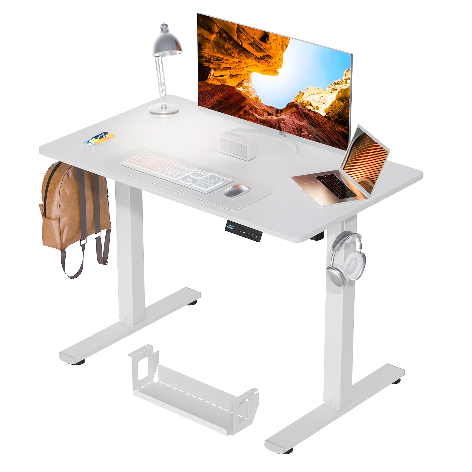 Kingant Standing Desk Height Adjustable Electric Stand Up Desks [40 x 24 Inch] - Ergonomic Sit Stand Desk Rising Desks for Home Office, Computer Desk, Stand Desk Workstation with Cable Management