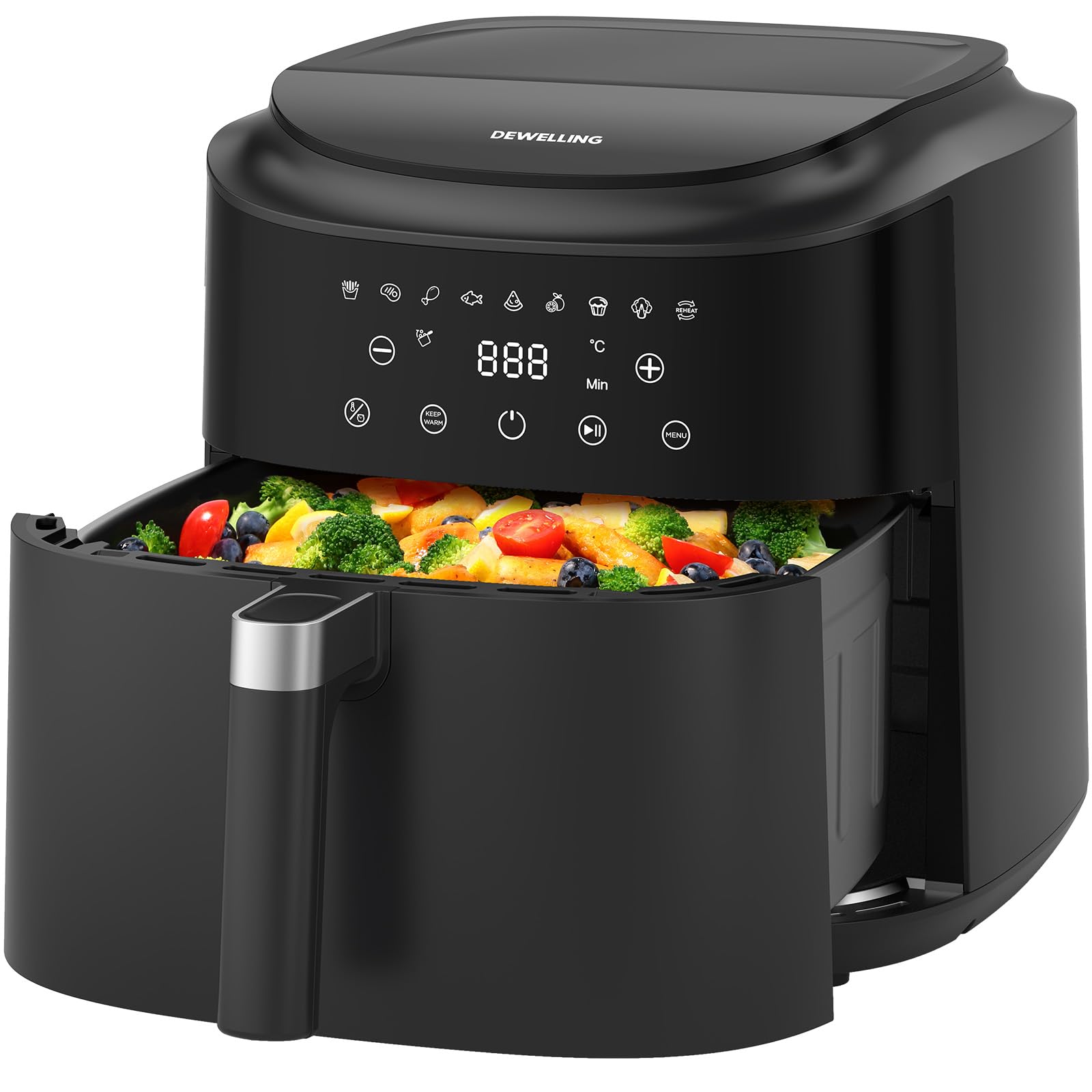Heißluftfritteuse XXL 9L - 2350W Airfryer für Schnellgar, 9 Programmen, LED Display & Warmhaltefunktion, Metall-Innenraum, moderne Luftfritteuse Für Familienmahlzeiten