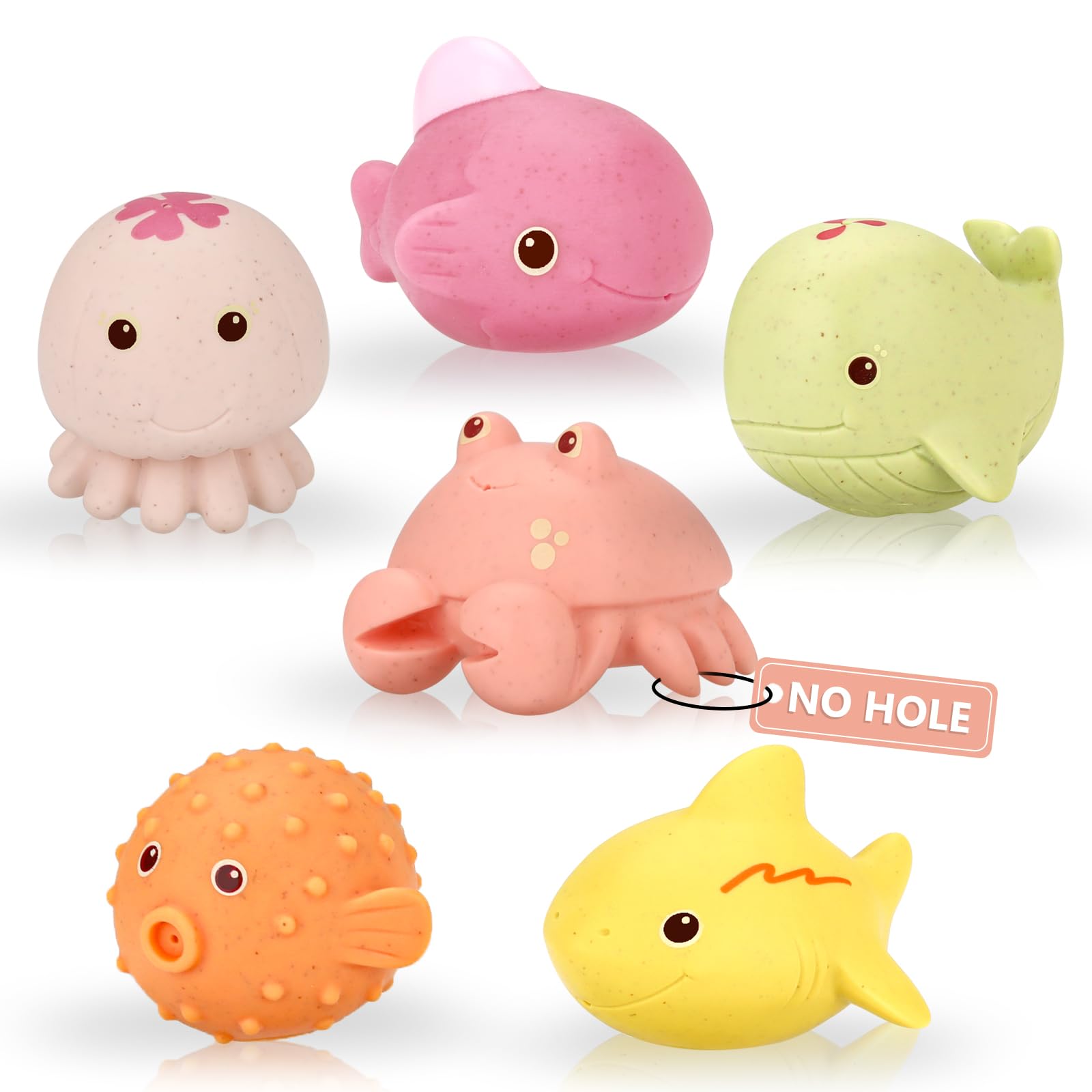 Animales de baño para bebé, sin agujeros, 6 unidades | Juguete acuático para niños, juguete de baño para piscina y playa, promueve la coordinación mano-ojo