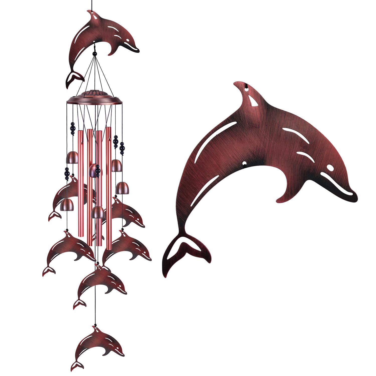 Dolphin Wind Chimes for Garden, Home, Balcony, Yard, Outdoor Decoration, Blessing Wind Bells, Memorial Wind Chime, Wind Catcher, Dolphins Wind Chimes
