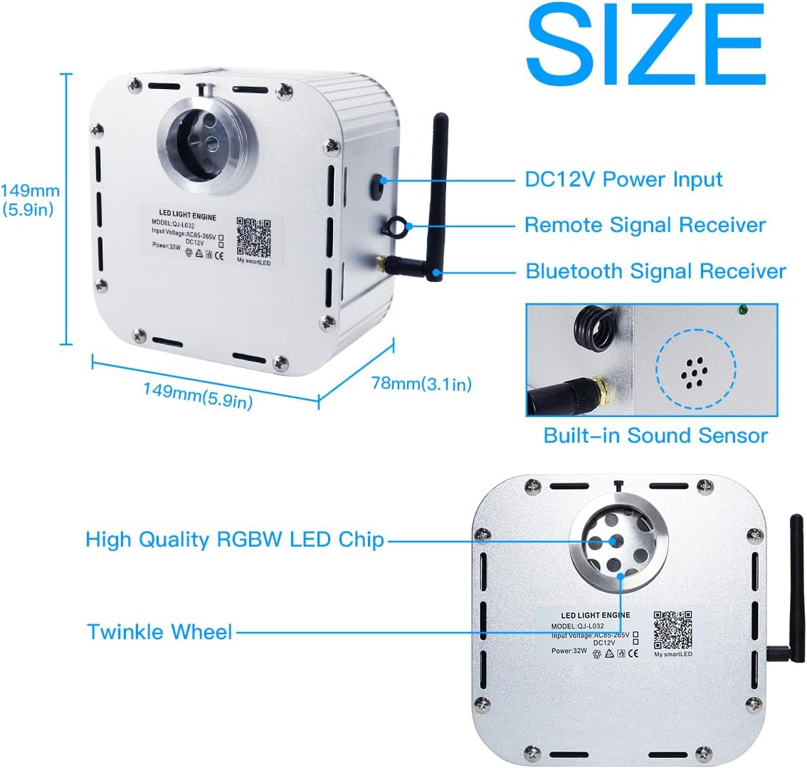 Customization of 32W Twinkle Fiber Optic Lights Kit, Twinkle/Twinkle and Music Activated+App Bluetooth Control