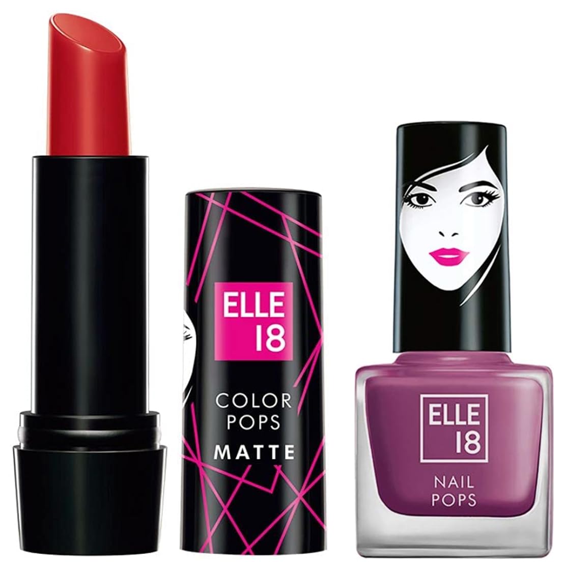 Elle 18 Elle 8 Lipstick Maroon Silk (Matte)&Elle18 Matte, Glossy Finish Nail Pops Color 161, 161, 5 Ml-image-22
