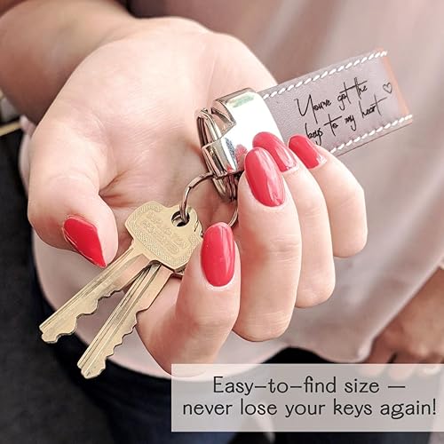 Miniatura 2 de Llaveros personalizados con nombres, fechas o foto Llavero personalizado de cuero de primera calidad Llavero seguro para él o ella