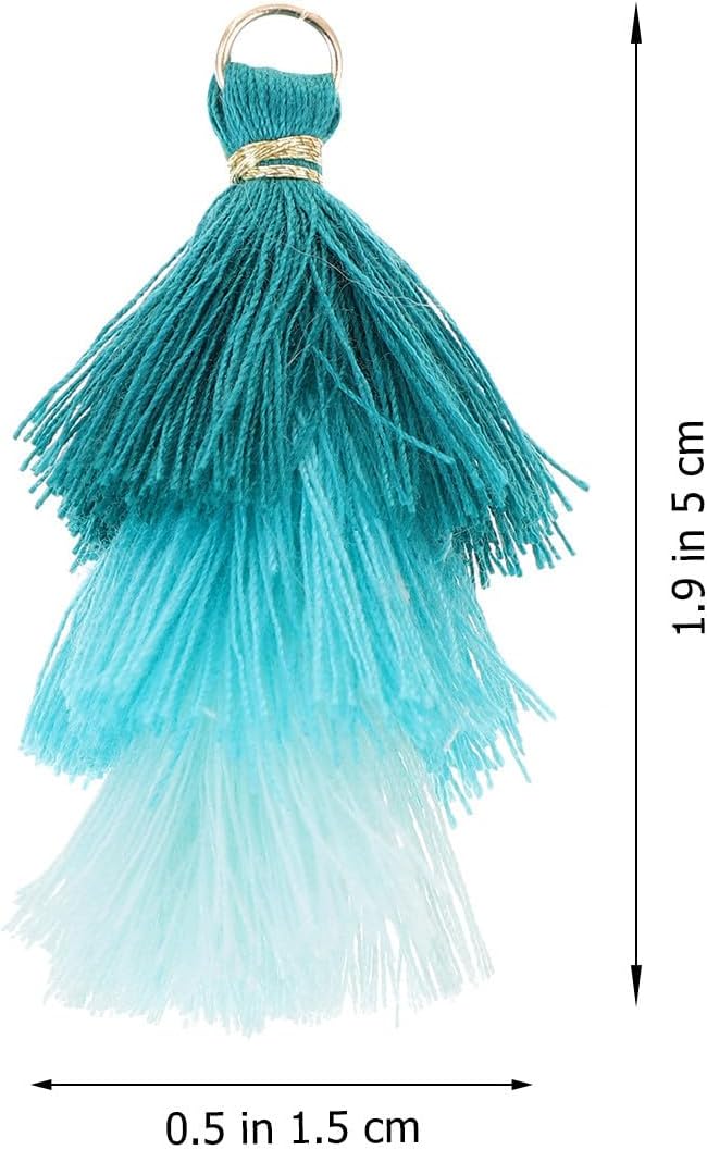 Mobestech 50pcs Handmade Decorative Cotton Tassels with Three Layers, Chic Retro Style for Living Room Decor and Backpack Accessories Color