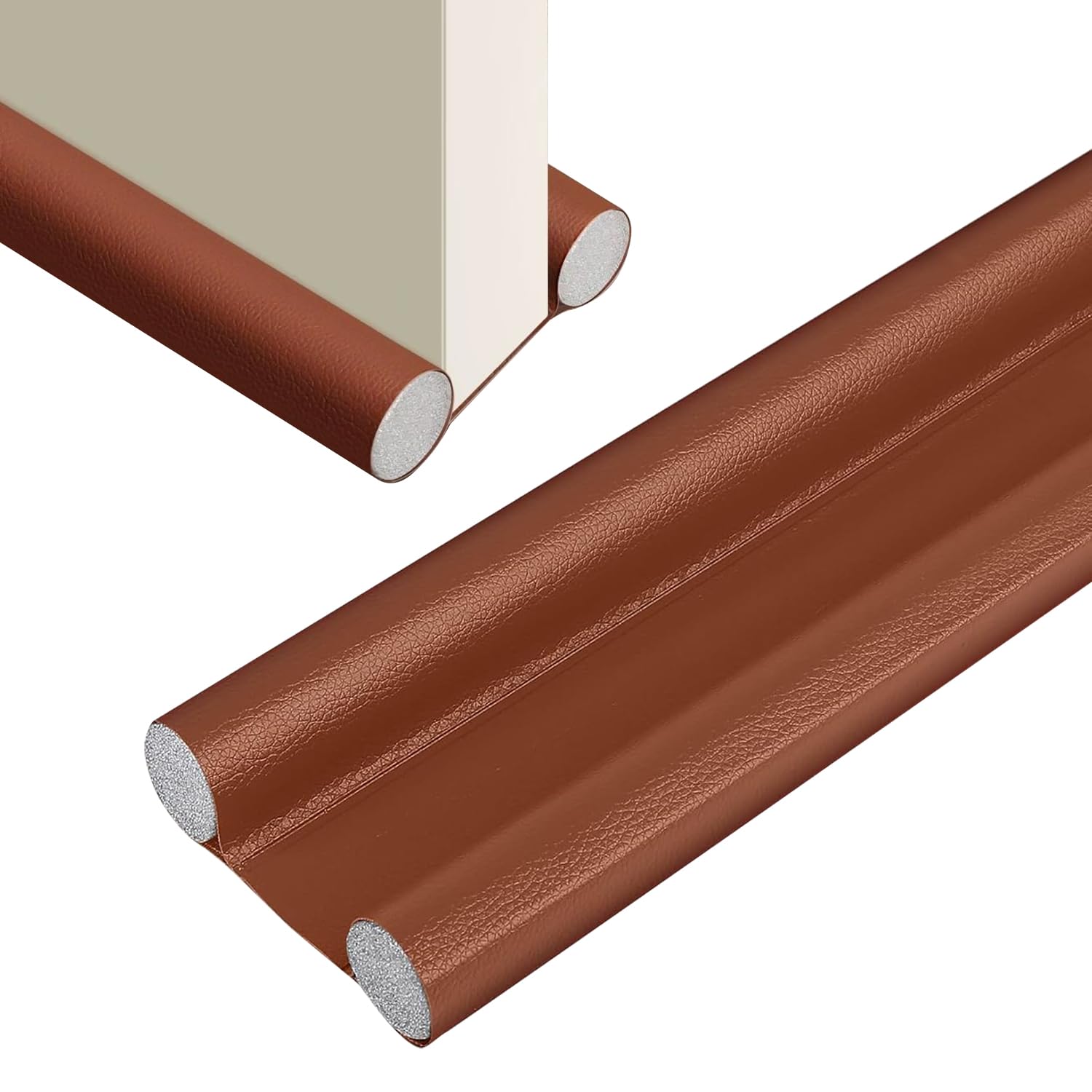 Under Door Gap Filler 37in/96cm Door Bottom Seal Draft Excluder for Doors Seal Strip Doors Adjustable Soundproof Draught Excluder for Bottom of Door (Brown)