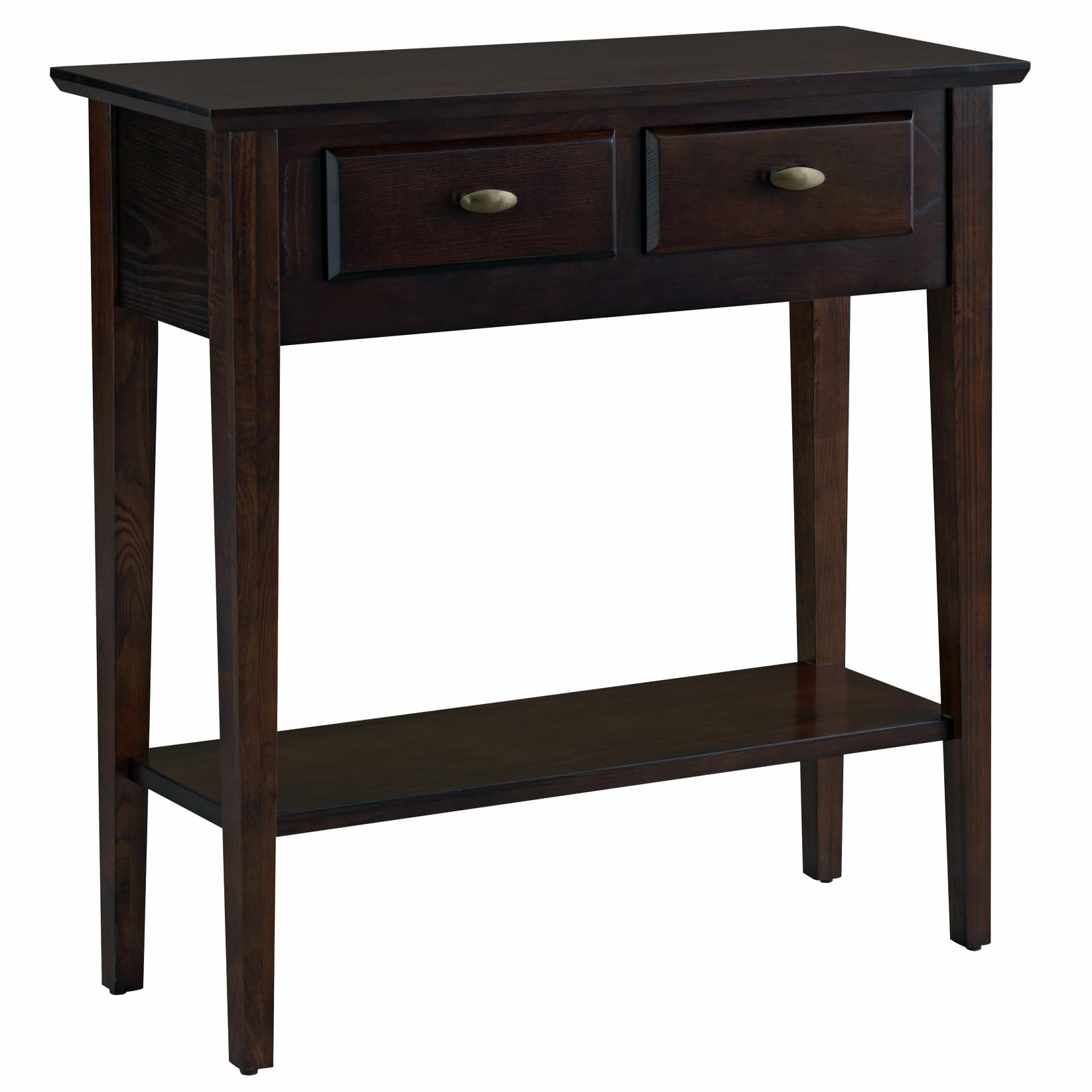 Teegan Solid Wood Hall Entryway Console Sofa Table with Shelf and Two Drawers, Chocolate Oak Brown, Perfect for Entryways, Hallways, and Living Rooms โ Leick Home, 10075-CH