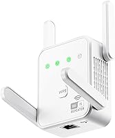 Gorzhesua 1200Mbps WiFi Extender Booster: Dual Band 5GHz/2.4GHz, 4 Antennas, 3600 Sq Ft Coverage, 80 Devices, Ethernet Port