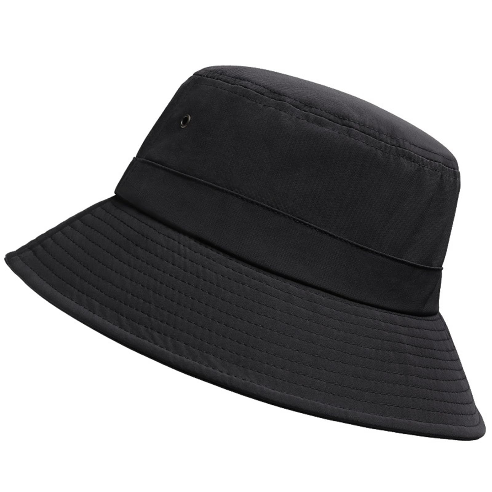 TRRYUIP Bucket Hat Spring and Summer Dad Sun Hat Male Outdoors Fishing Cap Adult Boonie Man Woman Big Size Bucket Hats(Black,55-59CM)