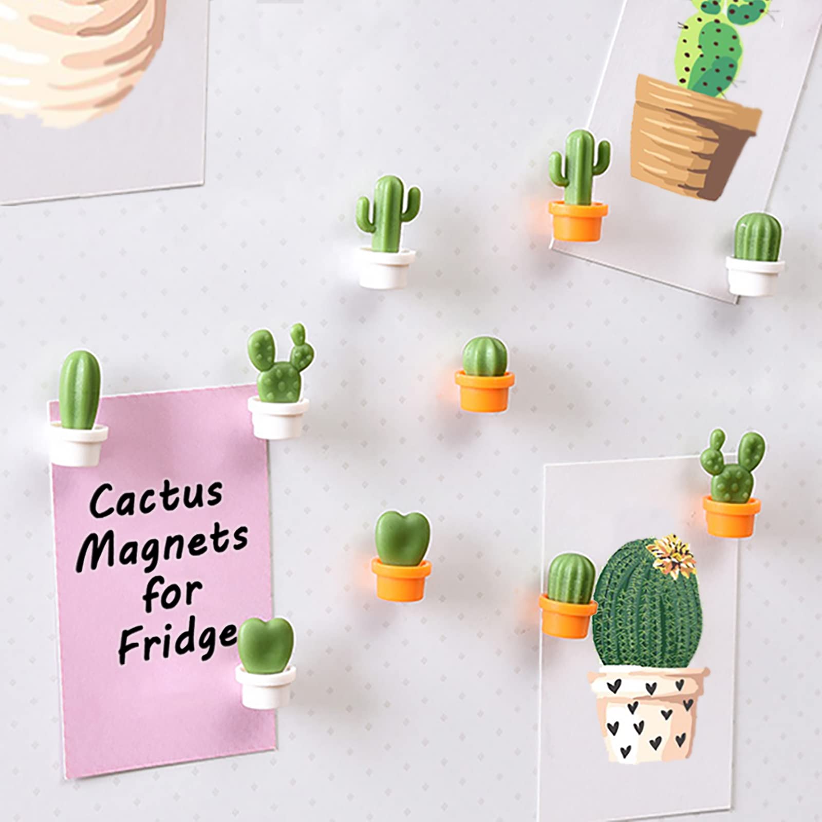 12 Stück 3D Blumen Kühlschrank Magnete - Süße Kaktus Magnete Aus Harz Für Whiteboard & Schließfach
