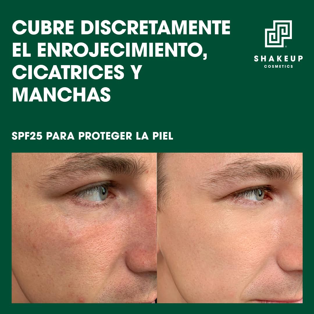 Shakeup Cosmetics BB Cream Hombre, Crema Hidratante con Color y SPF25, Cobertura Natural para Rojeces e Imperfecciones, Maquillaje Masculino Vegano, Hidratación 24h, Tono Medio, 50 ml, LET'S FACE IT