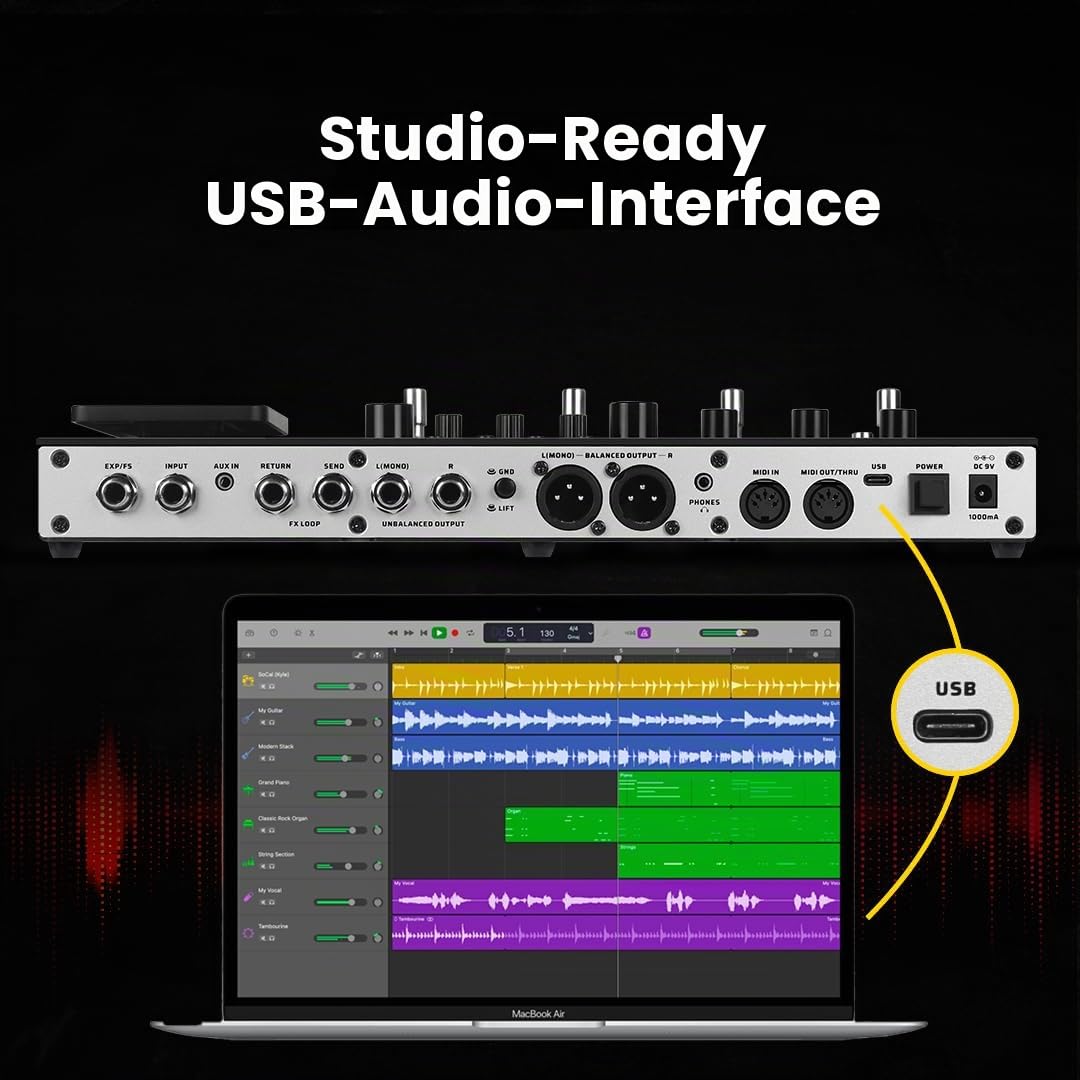 VALETON Gitarren Bass Effektpedal Multi-Effekte Prozessor Amp Modeling IR Cabinets Simulation mit FX Loop MIDI I/O Expression Pedal Stereo OTG USB Audio Interface GP-200 + Bag