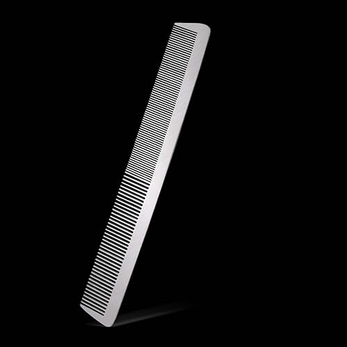 Miniatura 1 de Peine de metal de acero inoxidable con dientes finos para el cabello, antiestático, parte superior plana, peine de peluquero para peinar el cabello,