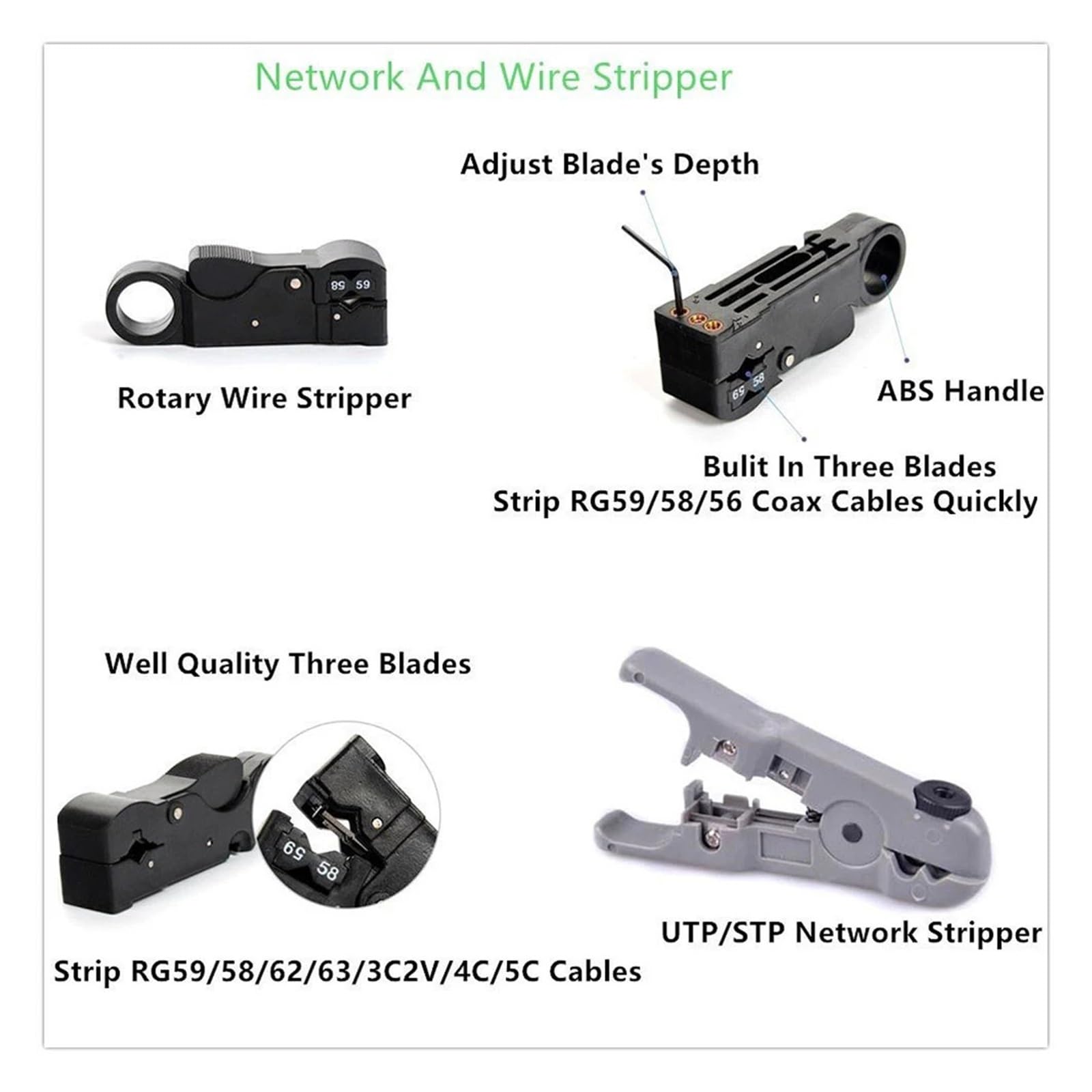 Kit de Herramientas de Red Mantenimiento de Ethernet Comprobador de Cables Crimpadora Juego de reparación con Bolsa(2)