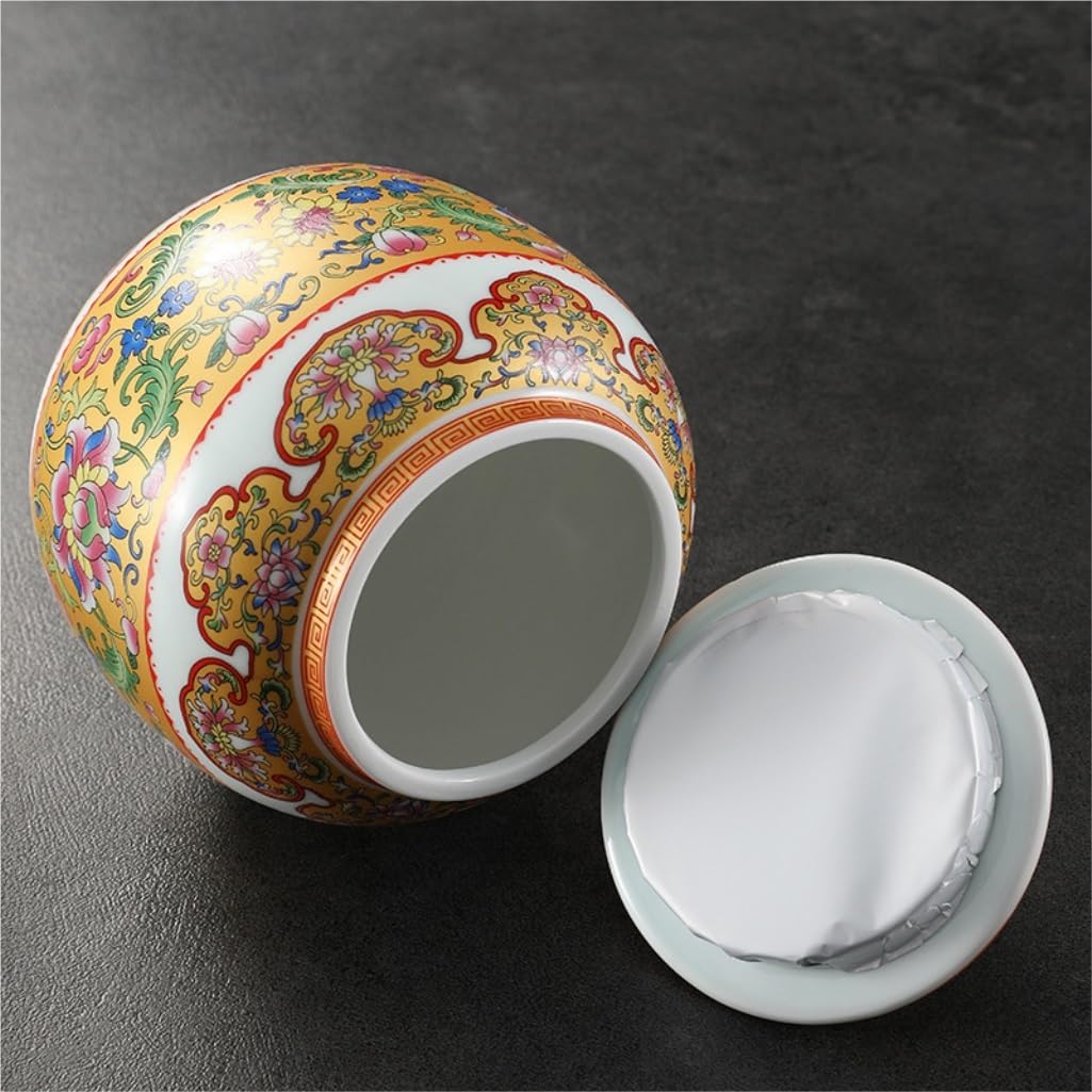 CMBSSTFC Słoik na cukier Ceramiczny sypki słoik do przechowywania herbaty Kolor emalii Ceramiczny chiński styl retro Zamknię słoik Słoik do przechowywania żywności w kuchni Pojemnik na herbatę (kolor: