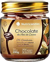 Chocolate Zero Gordura Nutricandies 100% Natural com Mel de Cacau e Maçã – Rico em Fibras, Vitaminas e Minerais, Apenas 37 Calorias por Porção