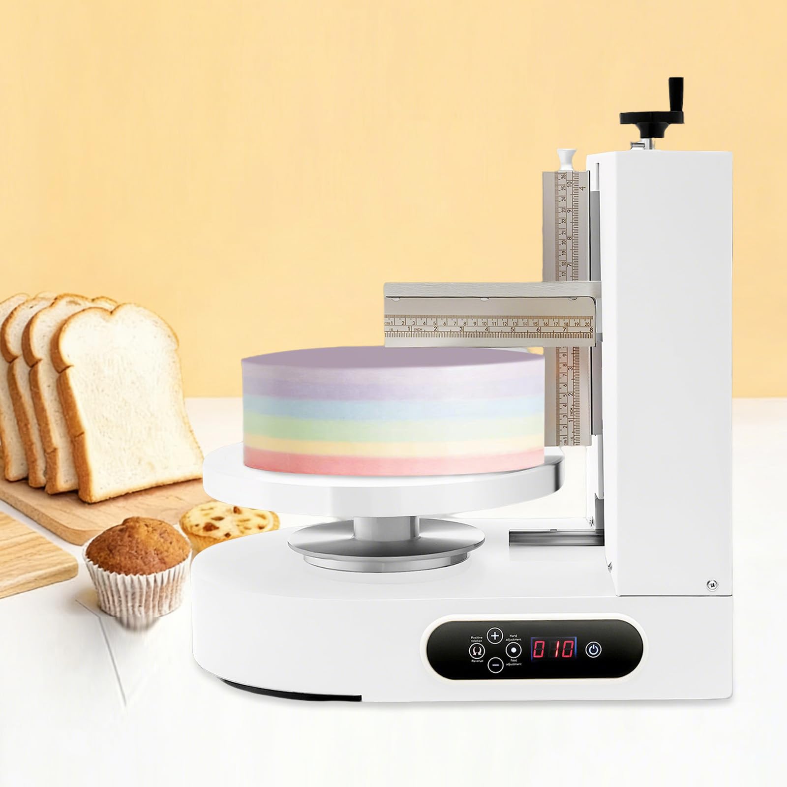 Máquina para glasear Pasteles de 4 a 12 Pulgadas, 200 W, automática, con Pantalla LCD, Plato Giratorio, espátula Ajustable, Herramienta de decoración Profesional para repostería casera, Past