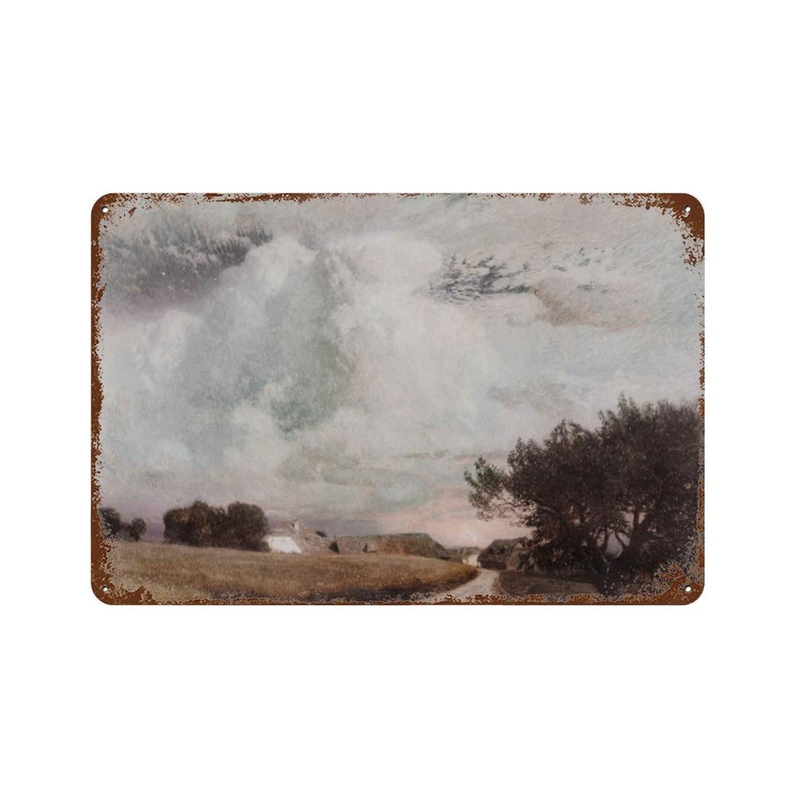 xiaoxiaoshen Vintage Autumn Landscape Oil Painting_ European Farmhouse Wall Decor Art Metal Tin Poster Modern Home Decor Art Home Bar Shop Decorations Vintage Sign 20x30cm