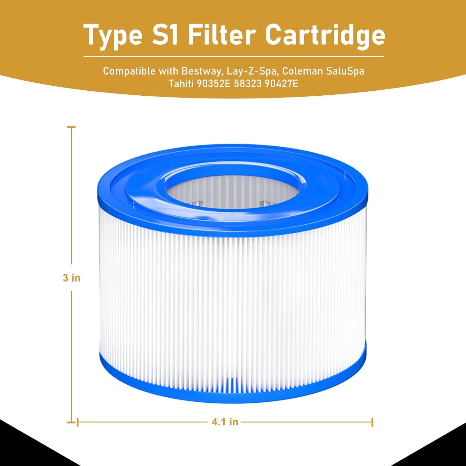Cartuchos de filtro para spas compatibles con los modelos N NETSPA Malibu/Montana/Aspen/Silver/Caimán/Python a partir de 2017., SP-N1407535, Ø 10,4 cm x H 8 cm, lote de 6