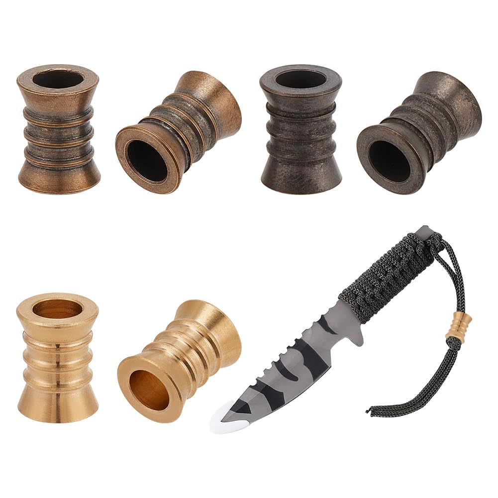 NBEADS 6 Pz Cordino Perline Braccialetto Perline, Scanalata Perline in Ottone Europeo Perline Metallo Distanziatore Allentato per Gioielli Ciondolo Corda edc Strumento Corde per Paracadute