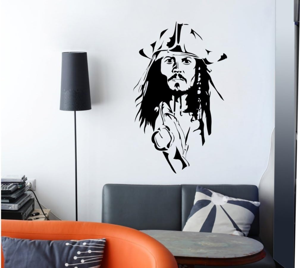creatick studio Vinyl Paper Polyvinyl chloride Captain Jack Sparrow Wall Sticker, 56 x 90 cm