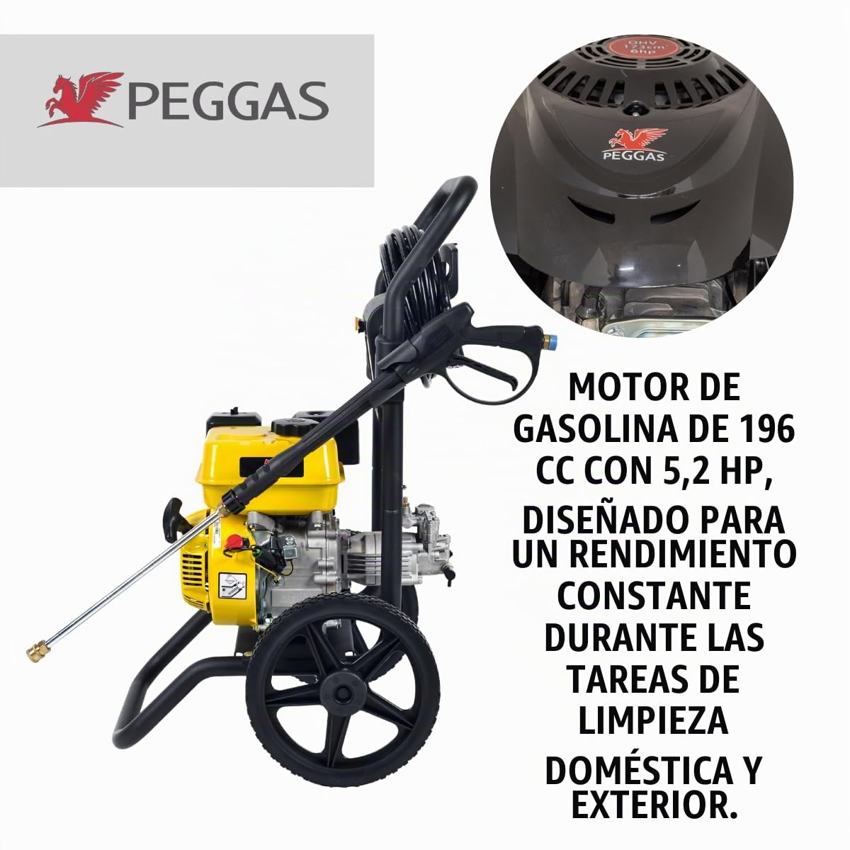 Lavadora a presión con Motor de Gasolina de 3000 PSI / 200 Bar, Limpiador portátil para automóviles y Patios W3000HA