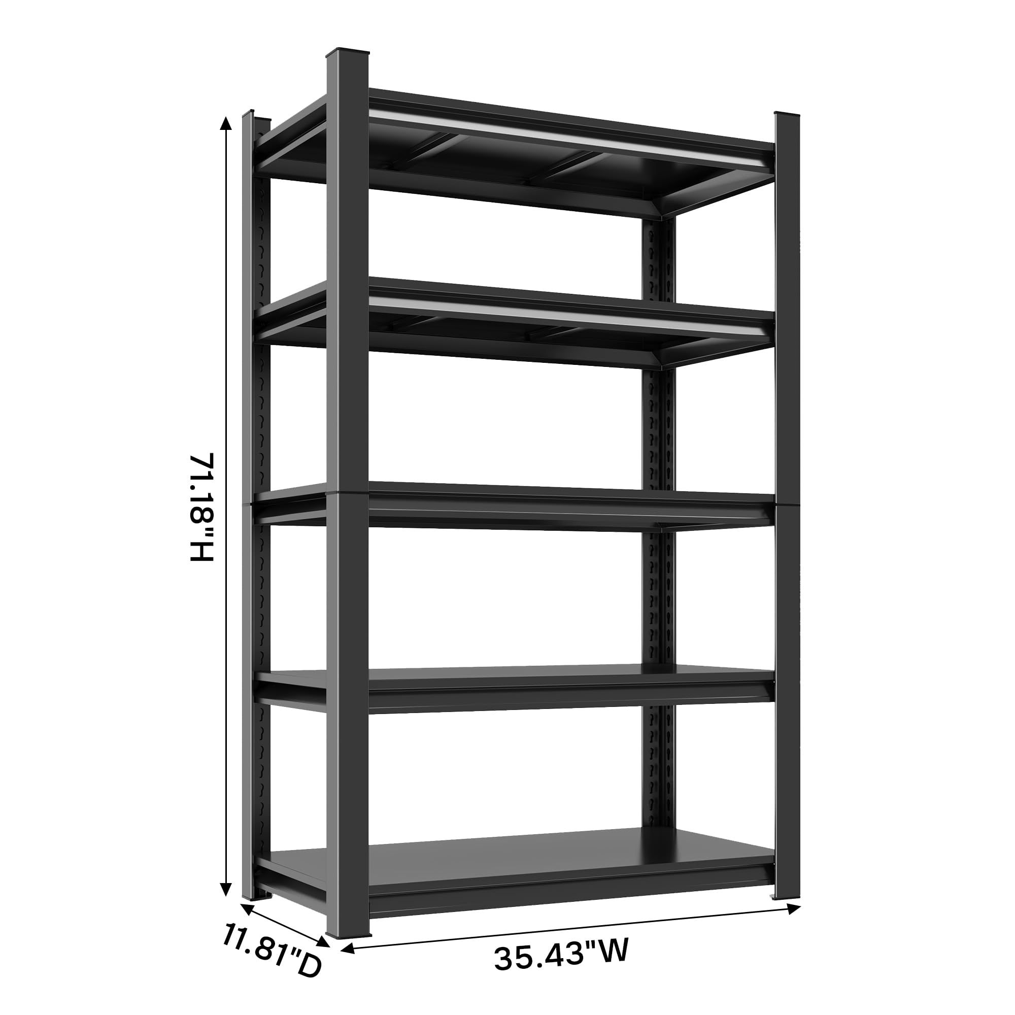 Scaffali da garage in metallo da 30,5 cm, resistenti, 91,4 cm di larghezza, per garage, 5 ripiani regolabili in acciaio per cantina, industria, negozio, dispensa, magazzino, cucina, nero