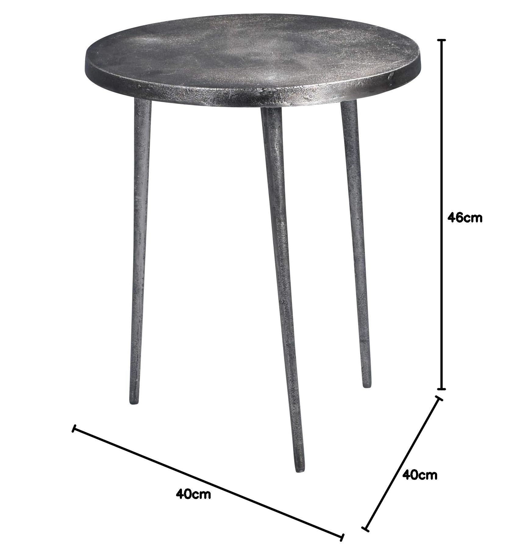 HomeTrends4You Casandra - Set di 1 tavolino da salotto, in metallo, grigio, diametro 40 cm, altezza 46 cm