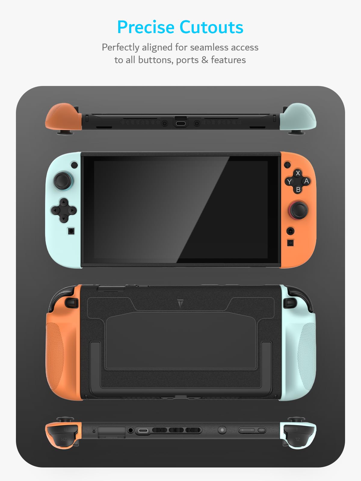TUDIA Custodia a Scatto Compatibile con Nintendo Switch 2 (2025) [Accesso al Supporto] Cover Sottile e Antigraffio per Impugnatura Ergonomica in TPU Antiurto (Rosso/Blu, Retro Nero)