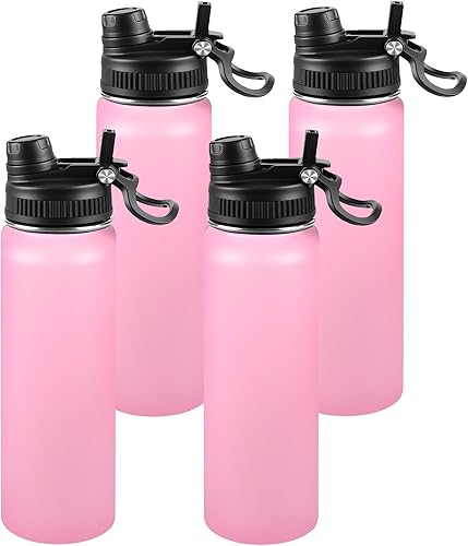 Miniatura 21 de Botella de agua aislada de 22 onzas, tapa 2 en 1 a prueba de fugas (sorbo/pajilla) + asa, botella de acero inoxidable para deportes, viajes, trabajo