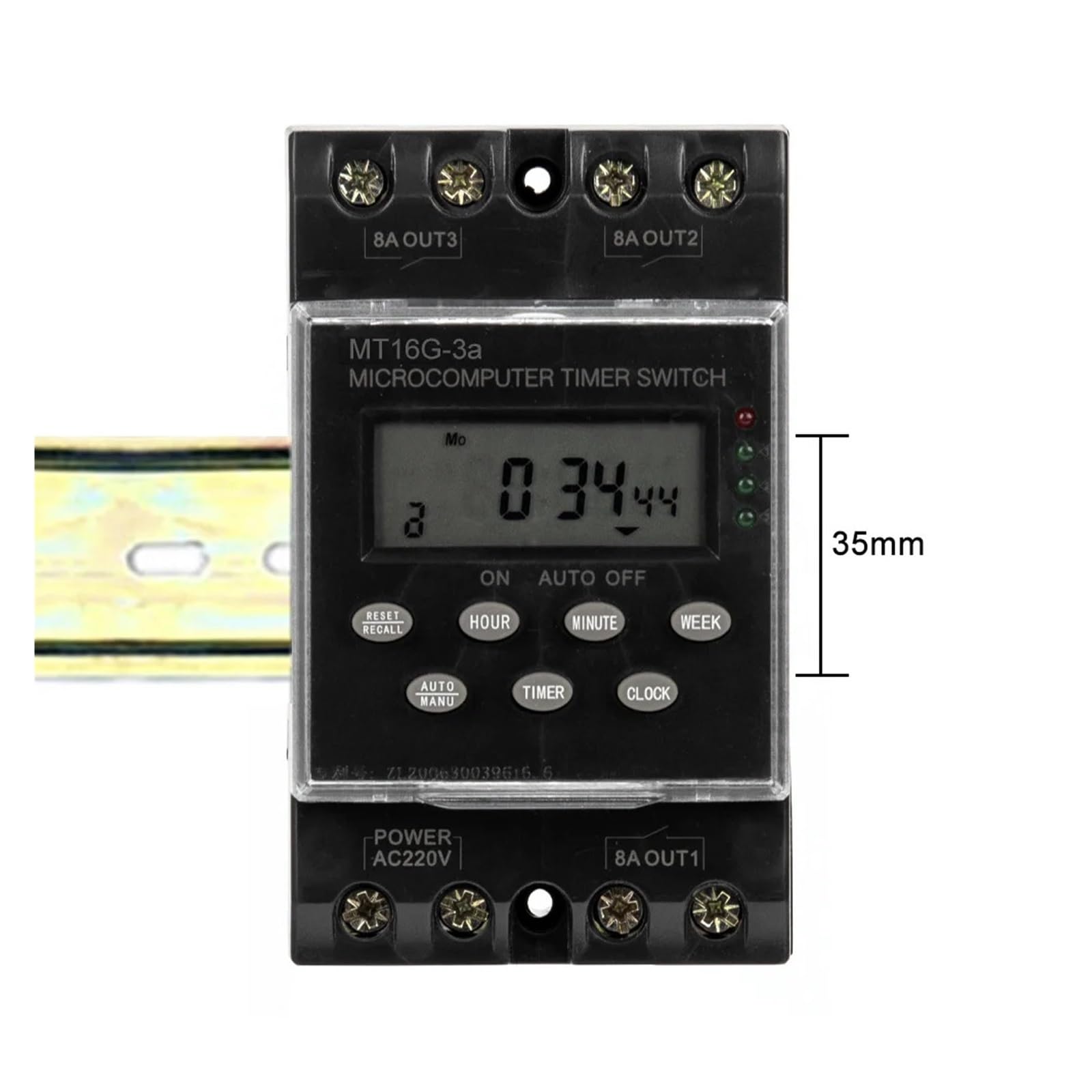DEBLAN Interruptor de Tiempo electrónico programable AC 220V 25A 1 Minuto a 168 Horas 3 Canales Temporizador automático Digital Montaje en Riel DIN