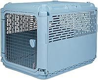 SportPet Designs Medium 30" Collapsible Plastic Pet Kennel Crate - Folds Flat, Lightweight Travel Carrier for Dogs Cats Up to 50lbs