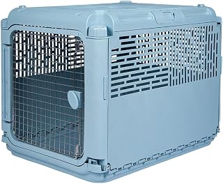 SportPet Designs Medium 30" Collapsible Plastic Pet Kennel Crate - Folds Flat, Lightweight Travel Carrier for Dogs Cats Up to 50lbs