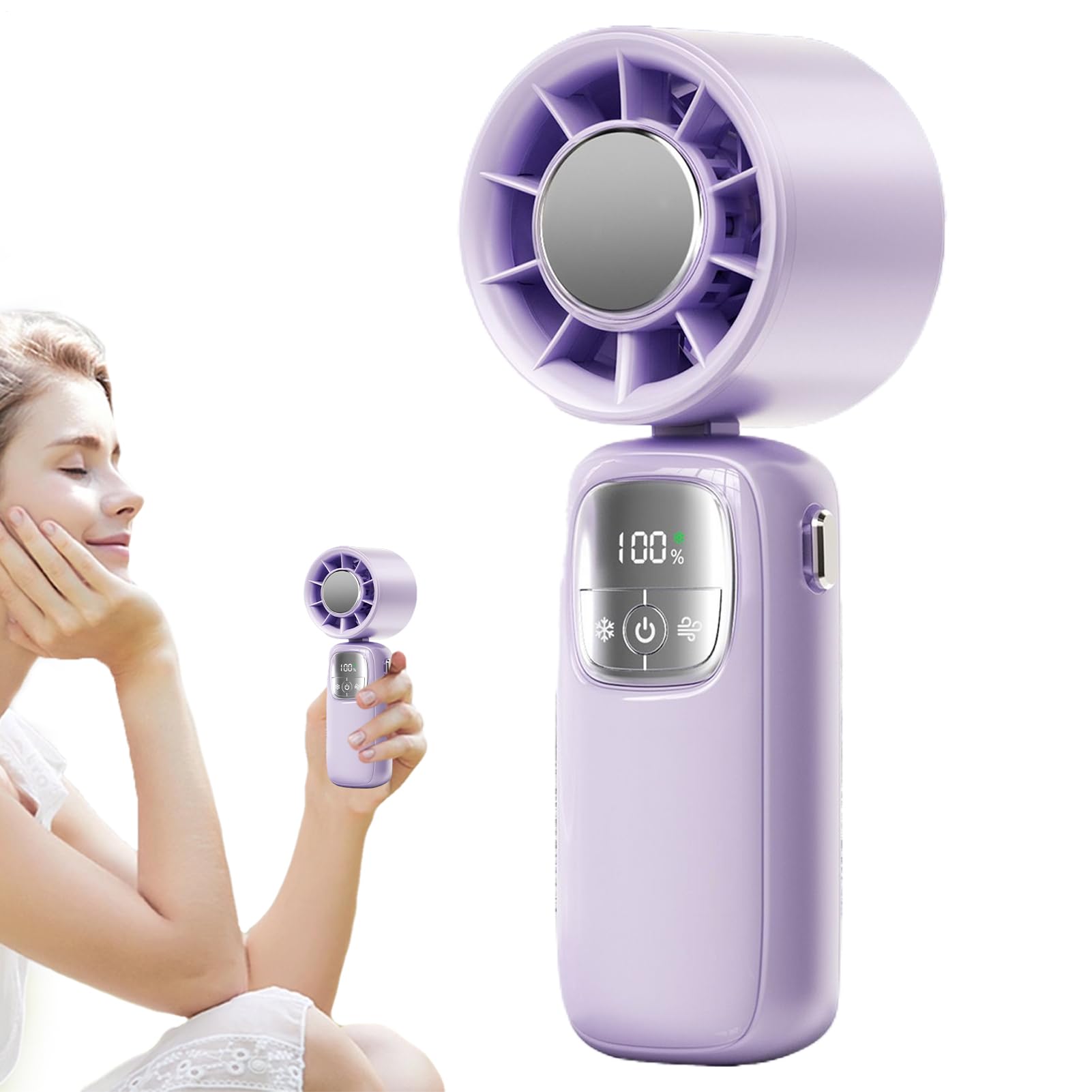 Ventilateur silencieux rechargeable USB pliable et nomade avec écran LED