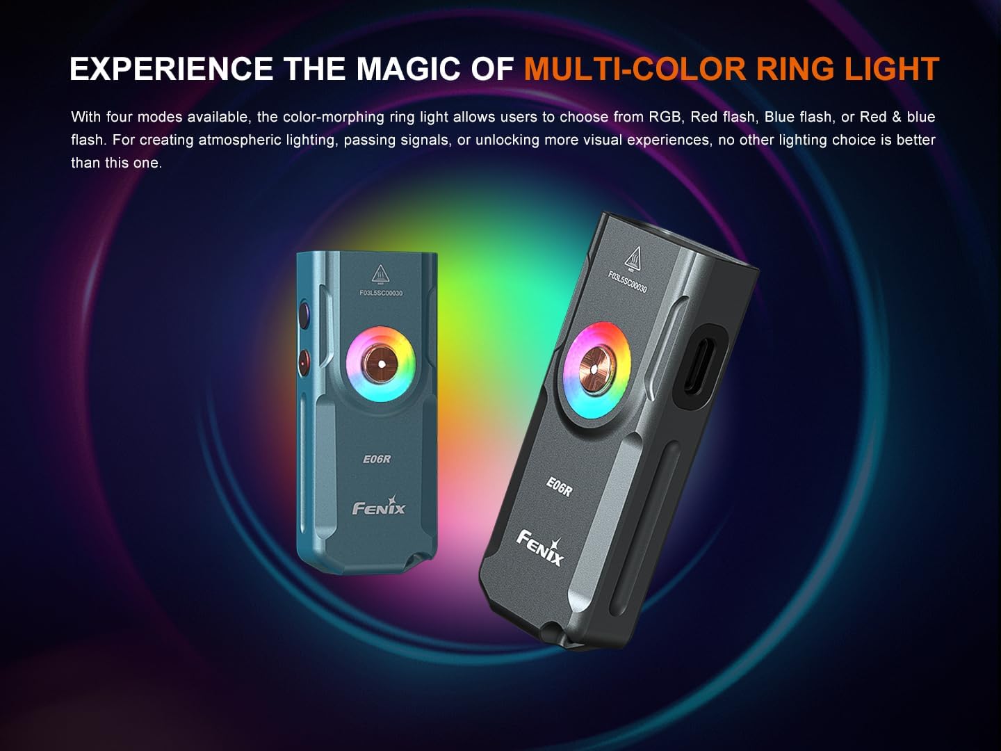 Fenix E06R 700 Lumen USB Rechargeable LED Keychain Flashlight/UV/Blacklight with EdisonBright Accessory case Bundle (Grey)