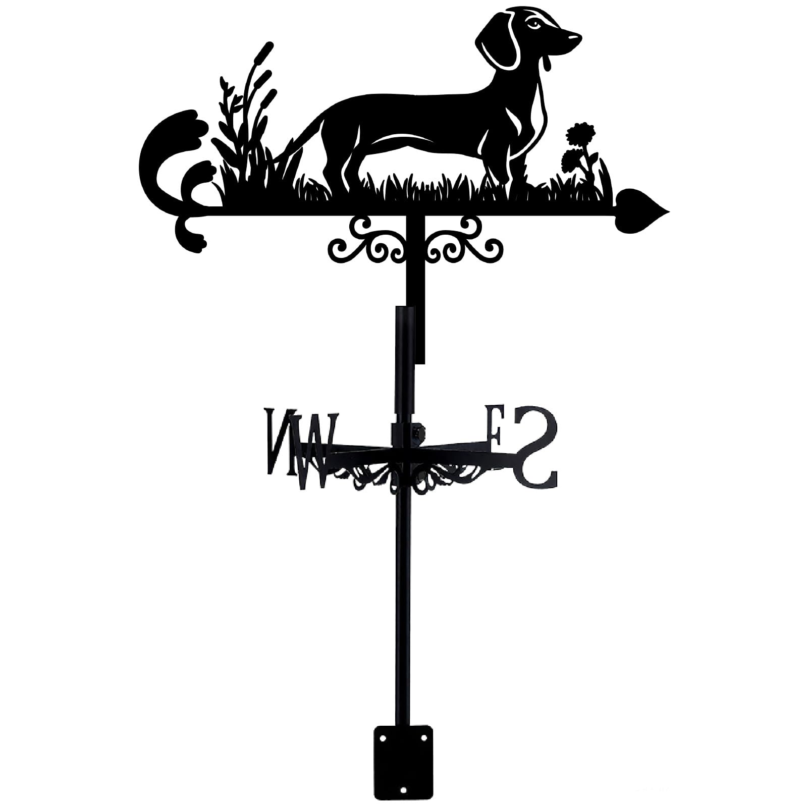 PRESSINART Dog Weathervane Roof Mount Metal Wind Vane Black Animal Pattern Iron Decorative Weathercock Wind Direction Indicator Tool for Farmhouse Sheds Garden Home Outdoor Decoration 9.4 x 14 Inch