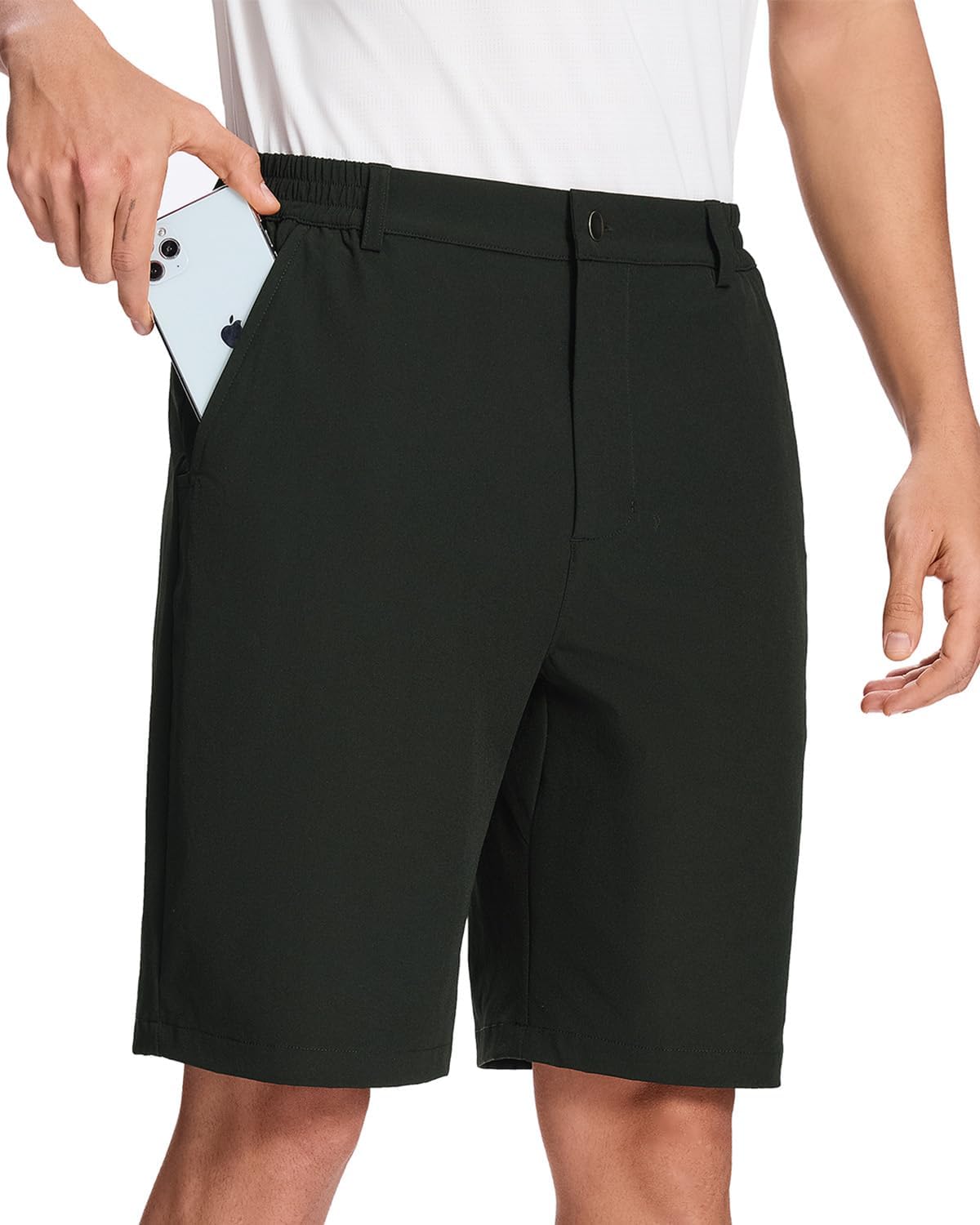 LUSHENUNI Men’s Golf Shorts Stretch Quick Dry 7” Lightweight Hiking Casual Dress Athletic Shorts with Zipper Pockets