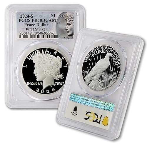 Miniatura 2 de 2024 S American Silver Peace Dollar Proof Coin PR-70 Deep Cameo (First Strike) with Original Government Packaging $1 PCGS PR70DCAM