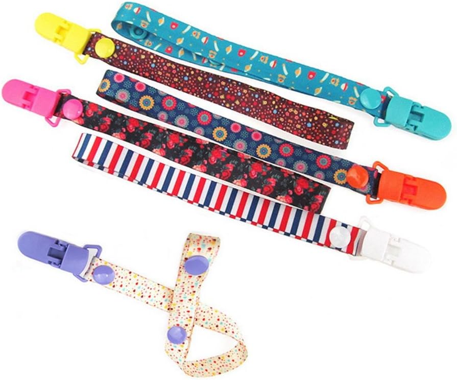 6 pcs Goldore Baby Fixed Button Adjust Length Pacifier Clip Chain Infant Drop-Resistant Buckle Strap