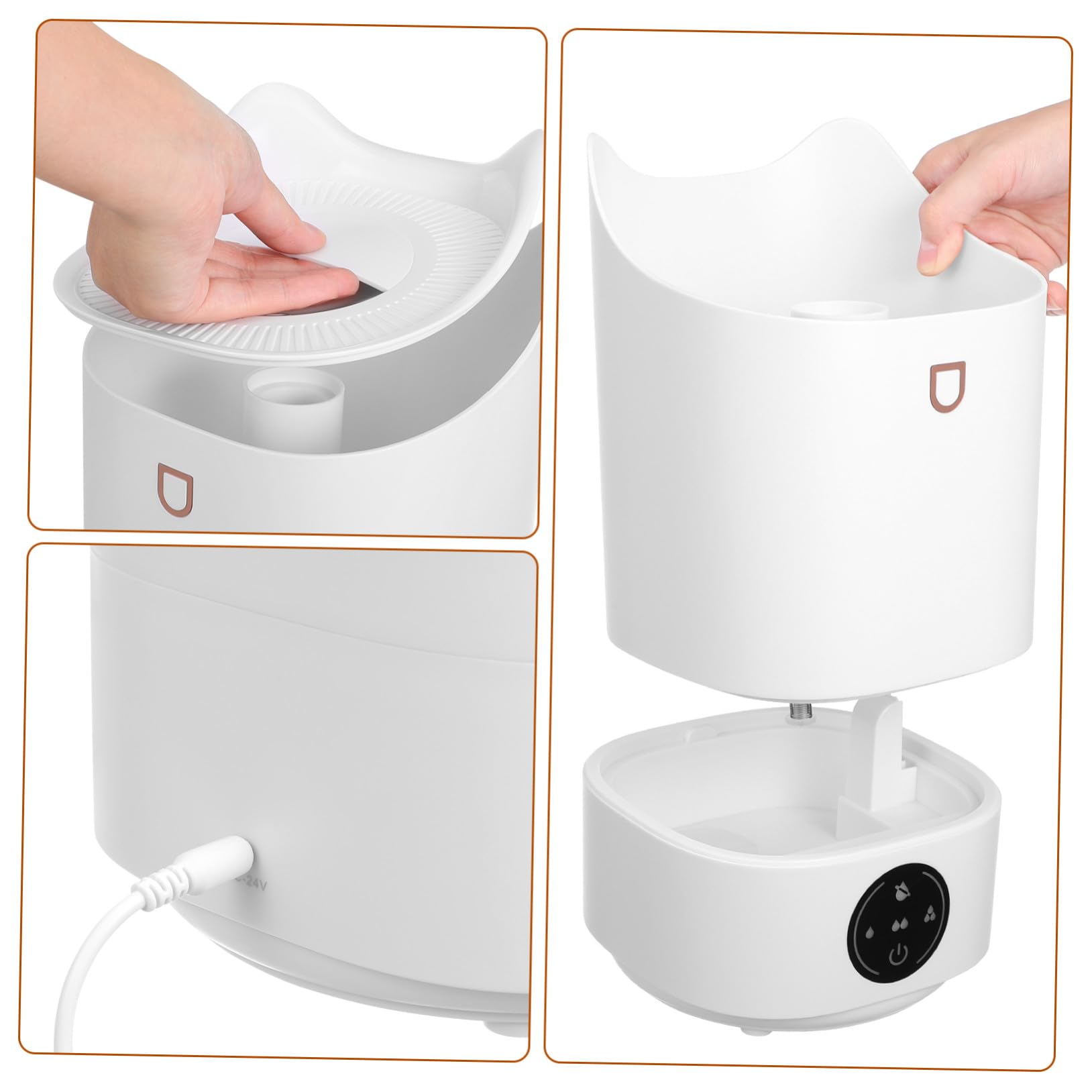 Umidificatore 3.1l Bianco in Plastica, Portatile e Silenzioso | Schermo Touch, Spegnimento Automatico, per Stanze Piccole e Scrivania, Design Minimalista