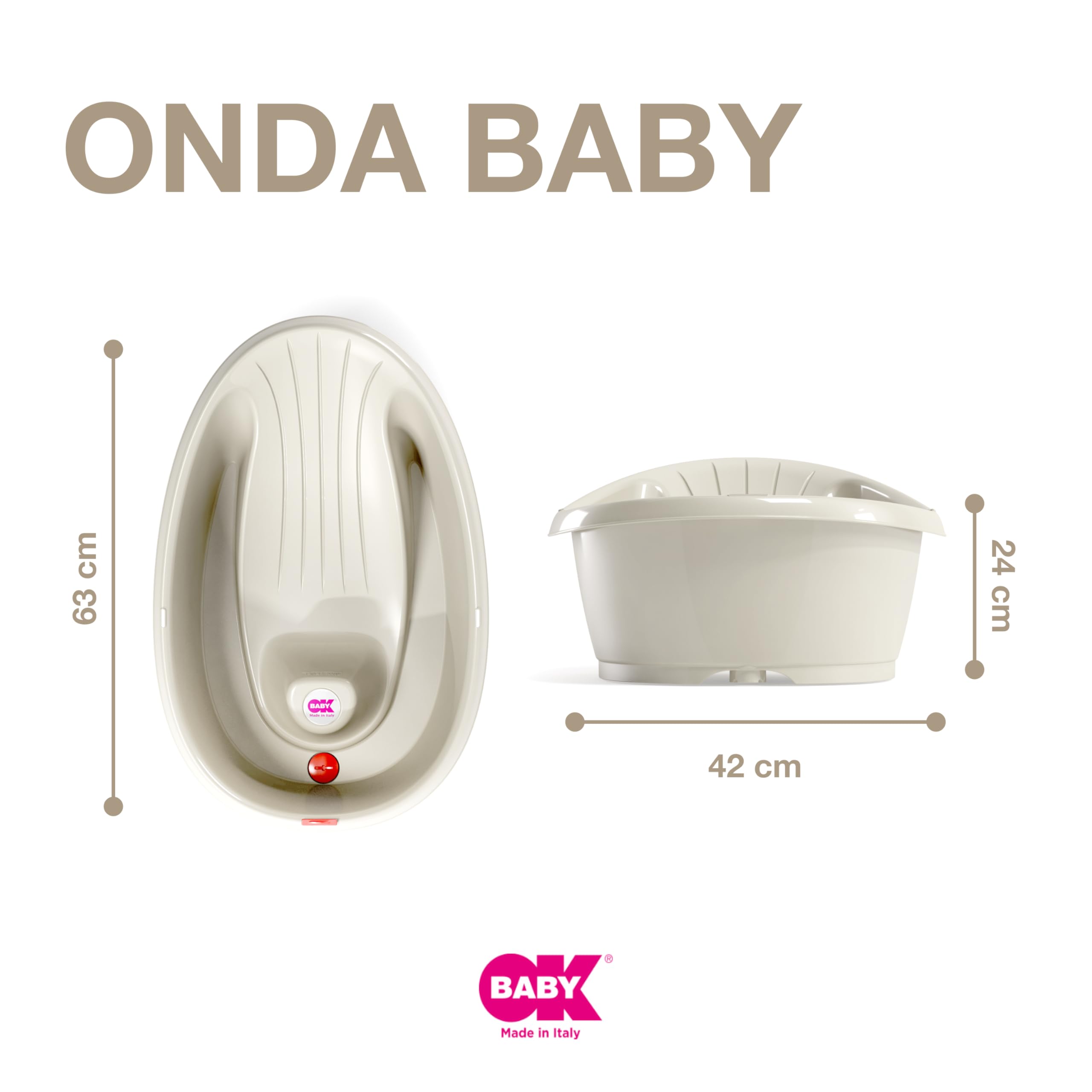 OKBABY Onda Baby - Baignoire Légere et Compacte pour le Bain du Nouveau-né 0-12 Mois - Blanc