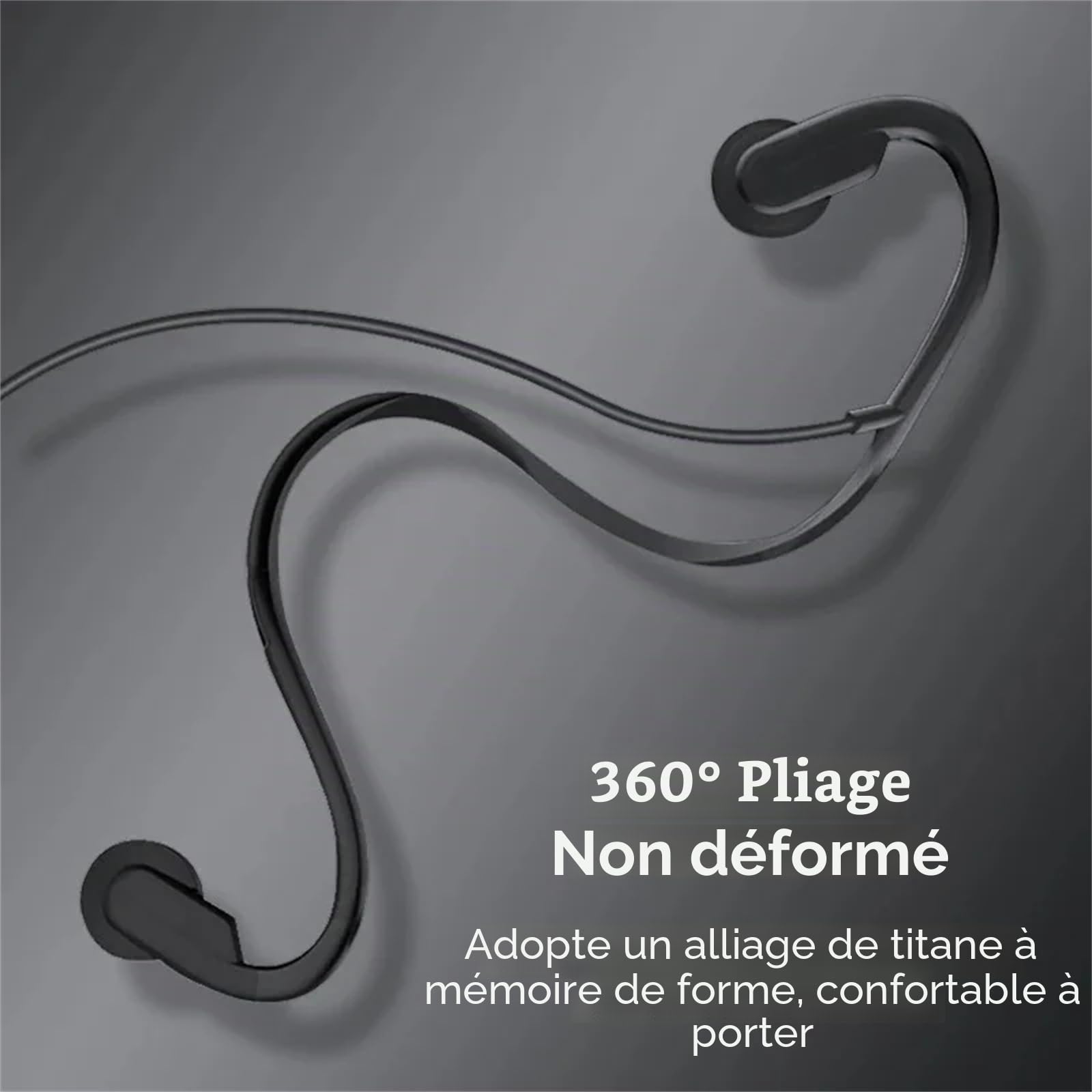 Écouteurs filaires à conduction osseuse de type C - Écouteurs intra-auriculaires - Boutons silencieux - Pour appels et course à pied - Indolore