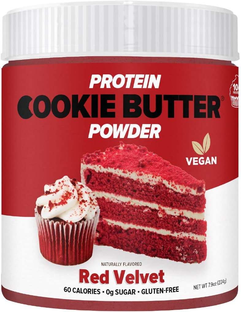 Flexible Dieting Lifestyle Vegan Protein Cookie Butter Powder - Red Velvet | Dairy-Free, Keto-Friendly, Low Carb, Sugar-Free, Gluten-Free | Easy to Mix, Bake and Spread | 8oz