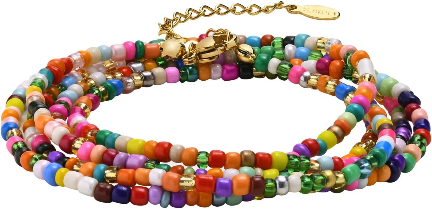 MPRAINBOW Boho Colorful Beaded Bracelets, Bohemian Multistrand Beads Bracelet Summer Surf Beach Trendy Jewelry For Women,Adjustable layered bracelets Anniversary Birthday Gift for Girlfriend Sister