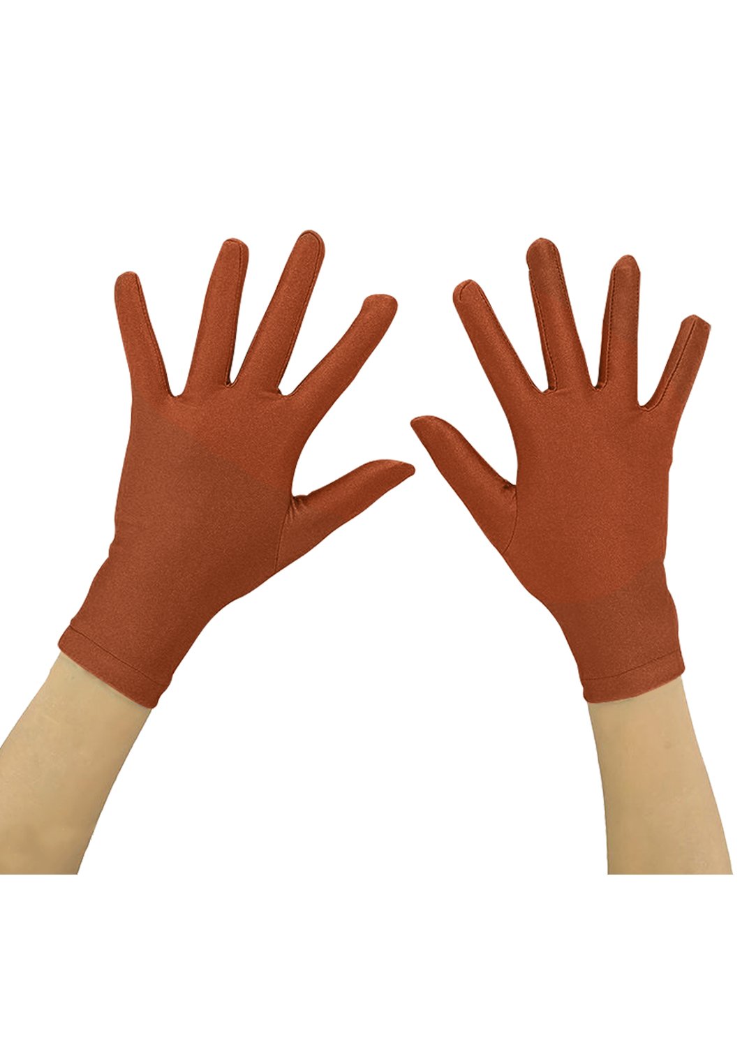 EnsnovoAdult Wrist Length Lycra Spandex Full Finger Stretchy Short Gloves Coffee, M
